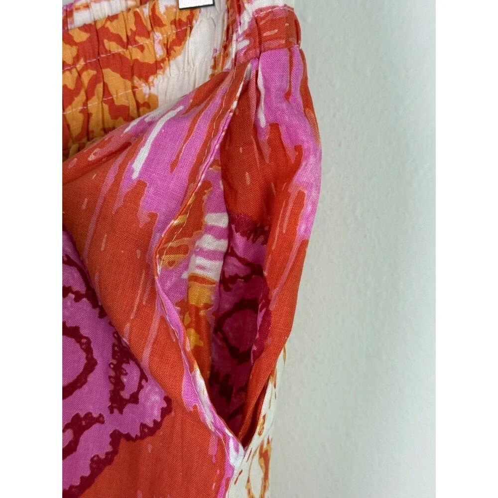 C&C California Linen Blend Wide Leg Pull On Pants XL Pink Orange Boho Resort NWT - Picture 7 of 10